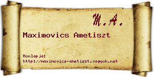 Maximovics Ametiszt névjegykártya